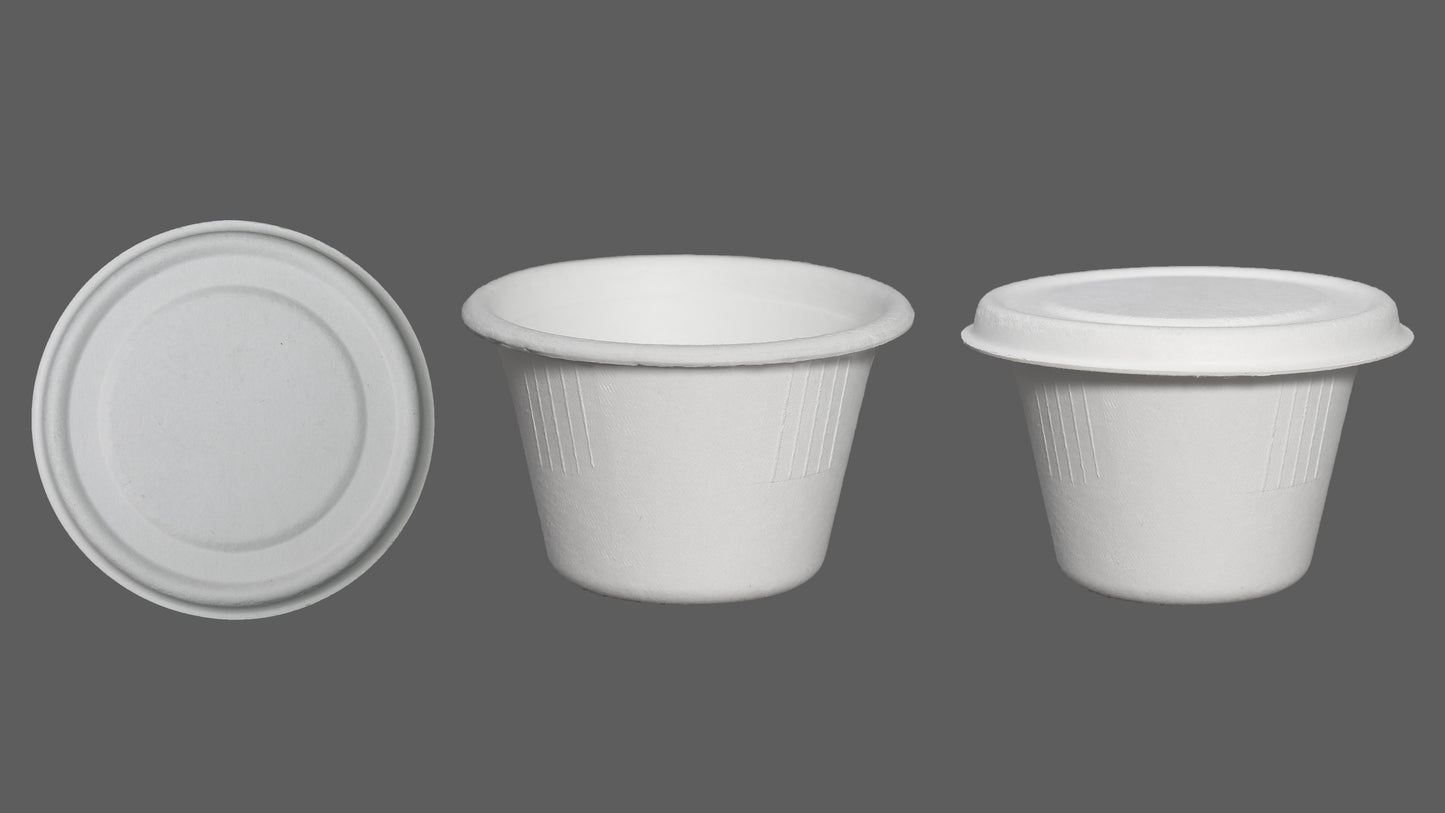 Cup Lid For 4OZ Biodegradable And Compostable Sugarcane Pulp Paper Sauce Cup
