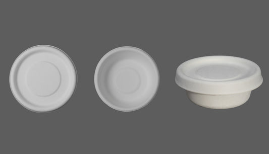 Biodegradable Disposable Sugarcane Bagasse Sauce Paper Cup Soup Cup with Lid