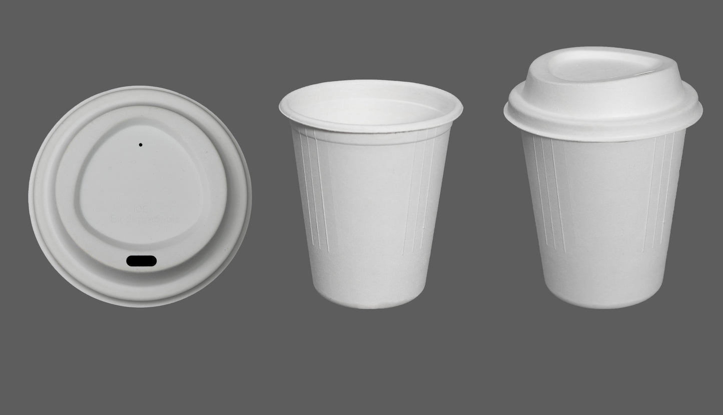 12oz Cup lid (White) for Disposable Sugarcane Bagasse Coffee Cup