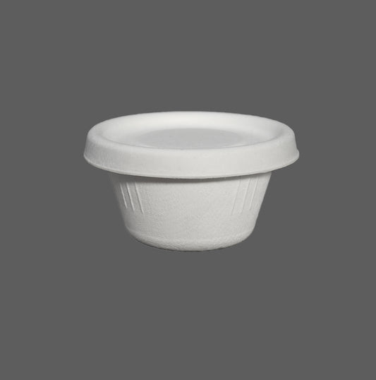 2OZ Biodegradable and Compostable Sugarcane Pulp Paper Sauce Cup (The lid not include)