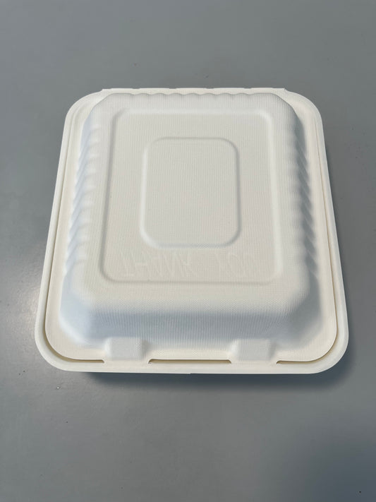 Biodegradable Disposable Food Box 8 Inch Sugarcane Bagasse Burger Pulp Paper Box