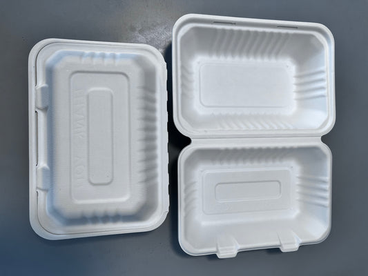 9x6 Inch 100% Biodegradable Disposable Bagasse Sugarcane Takeaway Paper Lunch Food Box Container