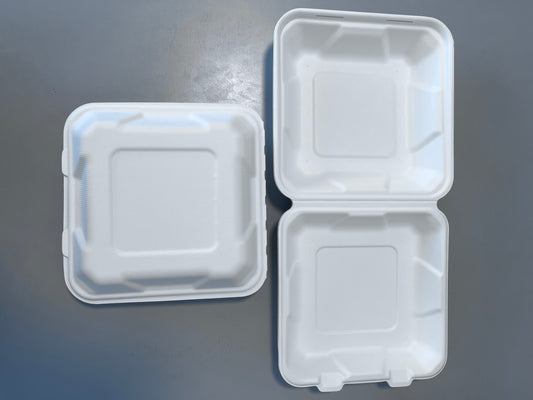 900ml Clamshell Disposable Bagasse Tableware Biodegradable Packaging for Food