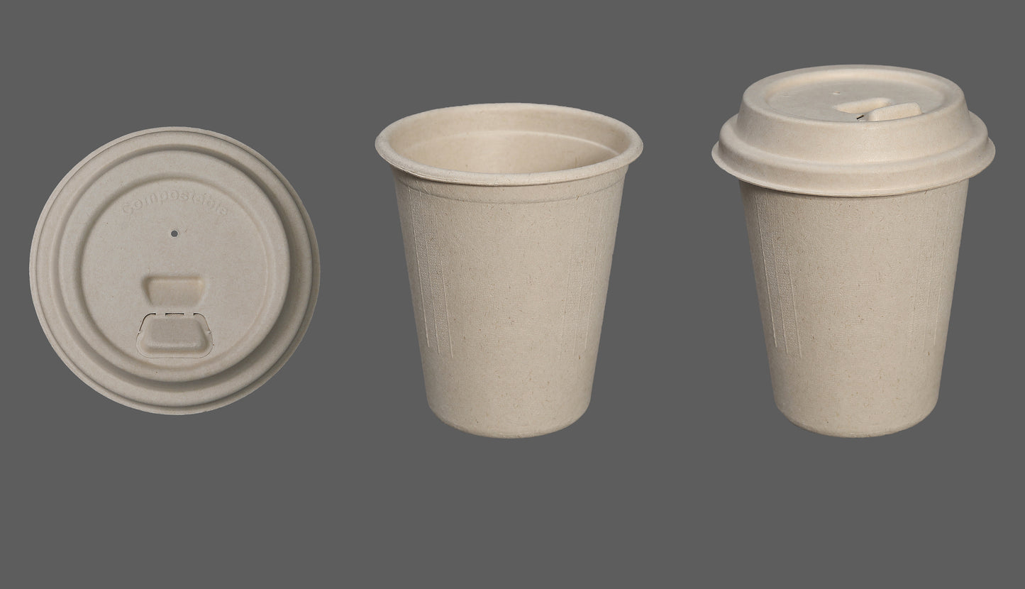 8 OZ CUP NATURAL COLOR-Disposable Biodegradable Bagasse Fiber Coffee Cups (lid not include)