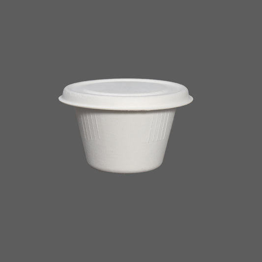 4 OZ CUP-Disposable Biodegradable Bagasse Fiber sauce cups(Natural/White Color) 2000pcs lid not include