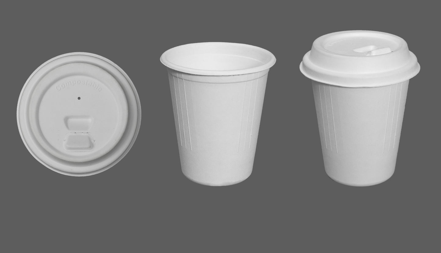 8 OZ CUP WHITE-Disposable Sugarcane coffee cups (lid not include)