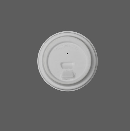 8oz Cup Lid (White) For Disposable Bagasse Coffee Cup