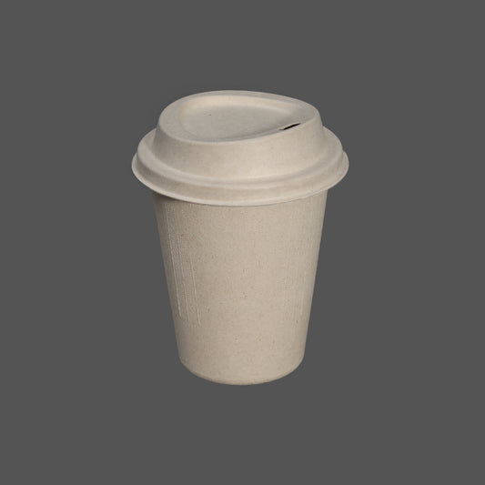 12 OZ Disposable cups Biodegradable Bagasse Fiber coffee cups(Natural/White Color) lid not include