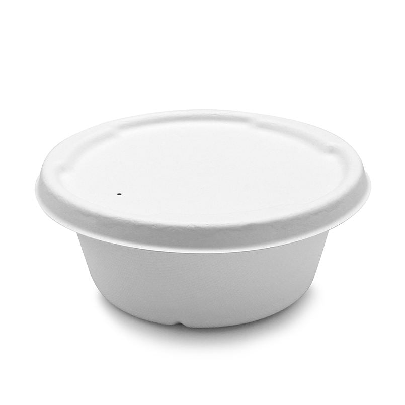 Disposable 500ml Sugarcane Bagasse Plastic Free Hot Soup Bowls With Lid Paper Bowl food storage