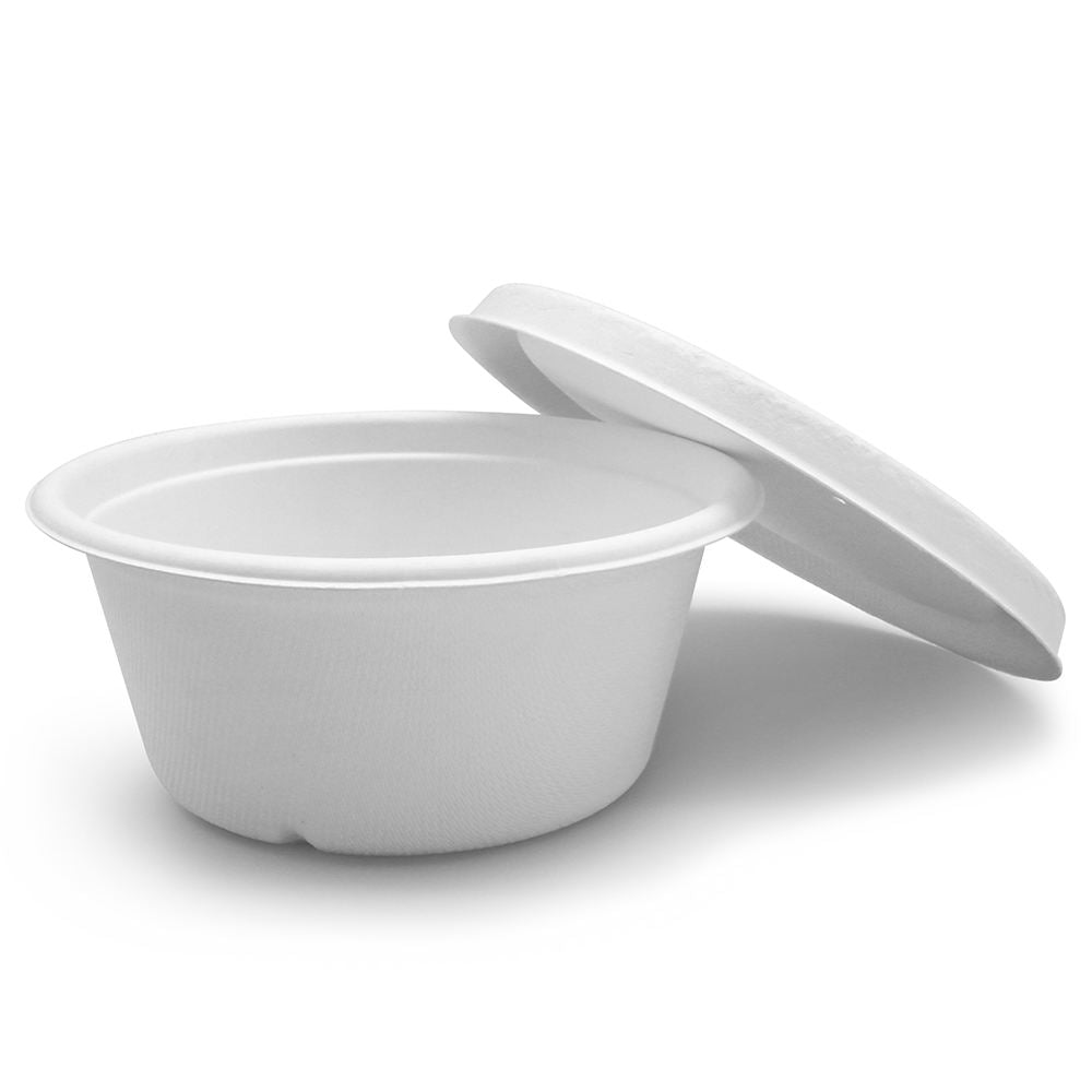 Disposable Sugarcane bagasse Plastic Free Hot Soup Bowls Lids for 500ml Paper Bowl