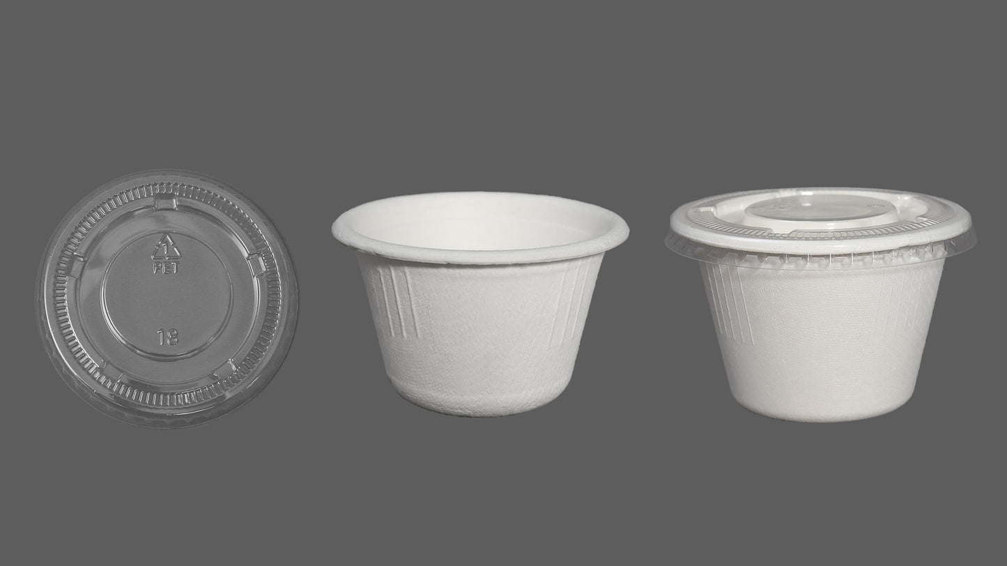 Cup Lid For 4OZ Biodegradable And Compostable Sugarcane Pulp Paper Sauce Cup