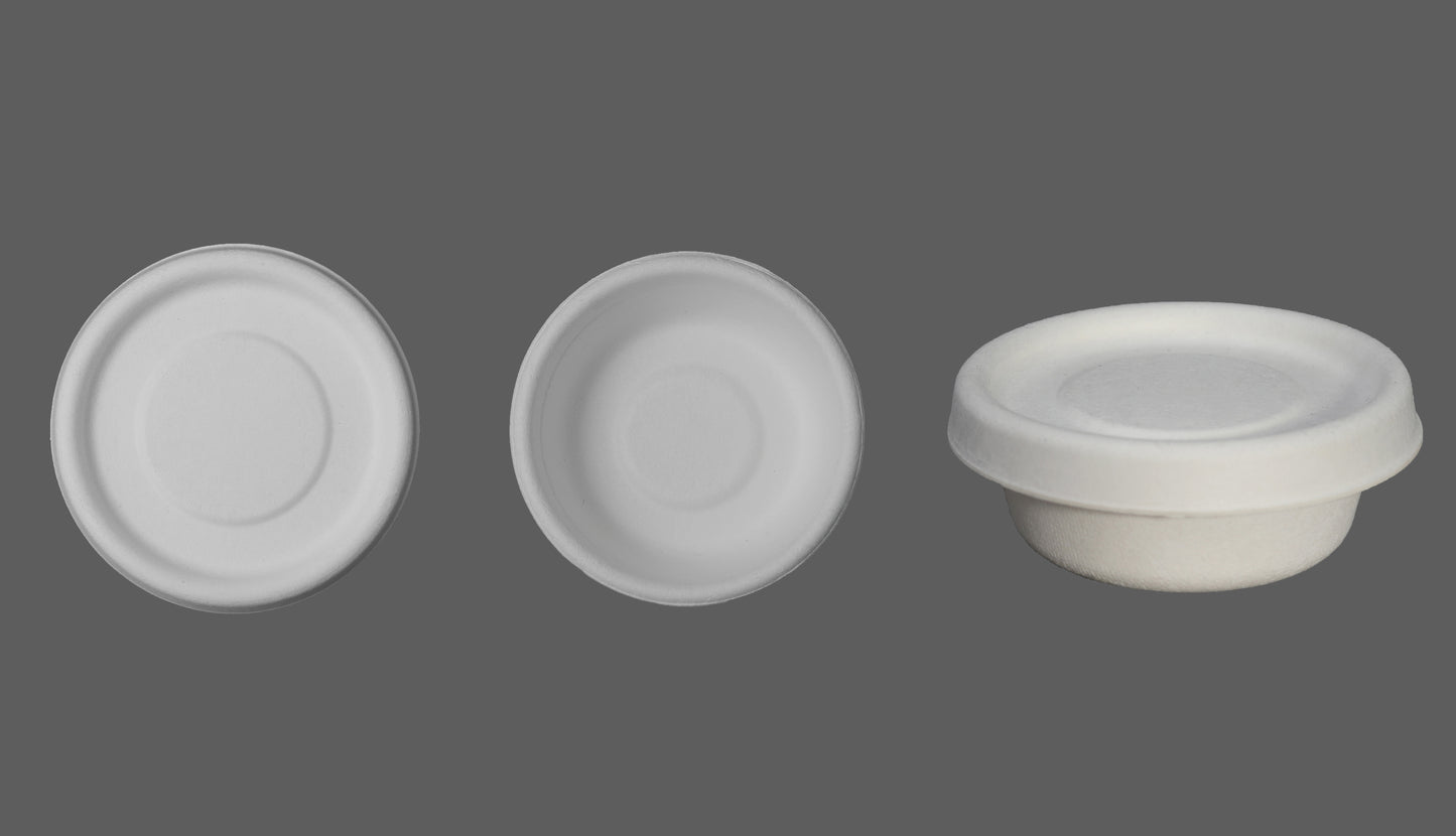 Biodegradable Disposable Sugarcane Bagasse Sauce Paper Cup Soup Cup with Lid