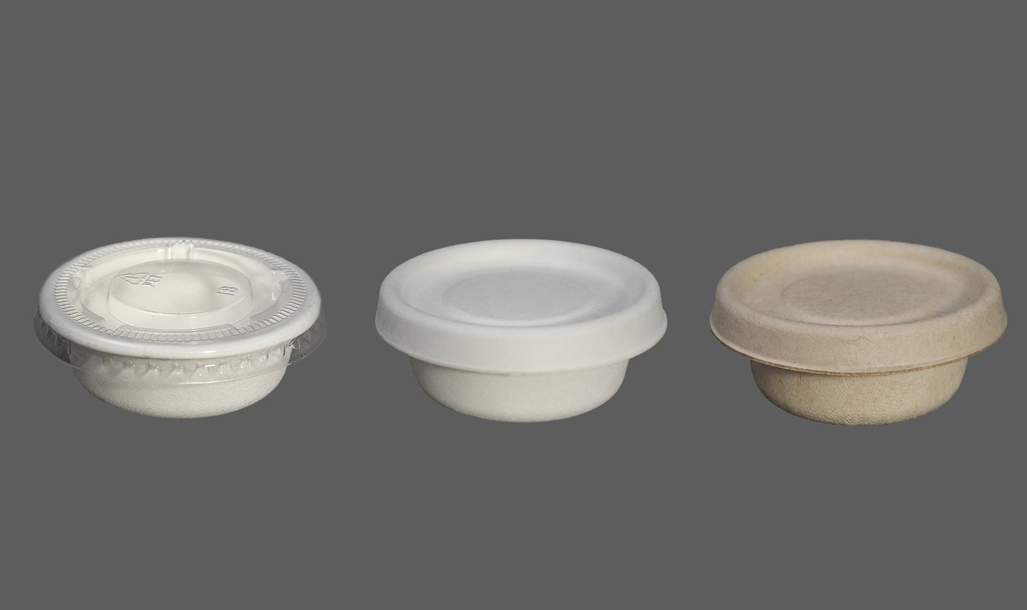 Biodegradable Disposable Sugarcane Bagasse Sauce Paper Cup Soup Cup with Lid