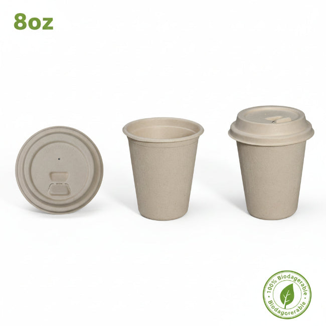 8oz natural biodegradable cup and lid