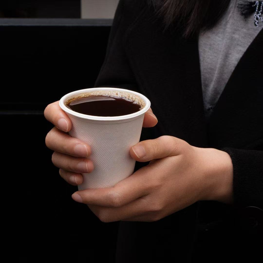 Eco-friendly sugarcane bagasse disposable coffee cup for cafes, takeaway