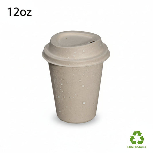 A natural 12oz compostable coffee cup
