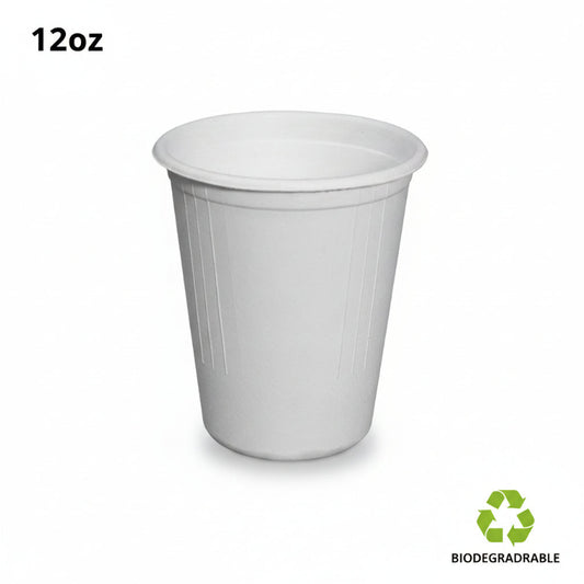 12oz white sugarcane bagasse cup