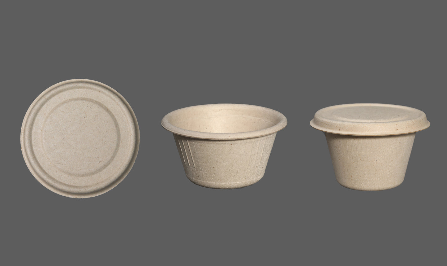 2 OZ CUP-Disposable Biodegradable Bagasse Fiber sauce cups(Natural/White Color)