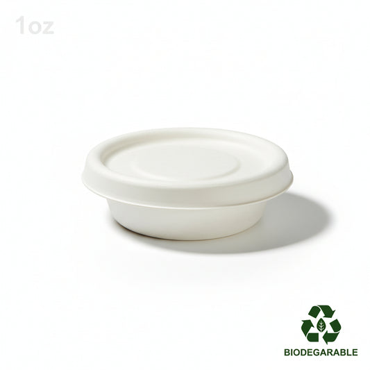 A 1oz white colour bagasse cup