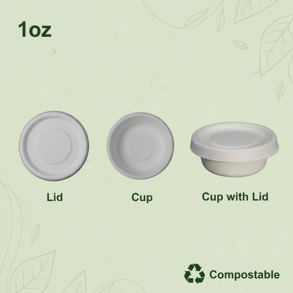 1oz Eco-friendly compostable cup with lid