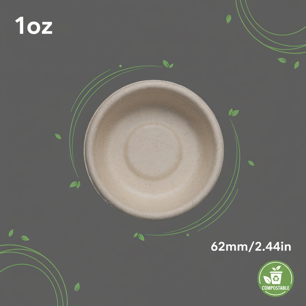 A natural 1oz bagasse cup