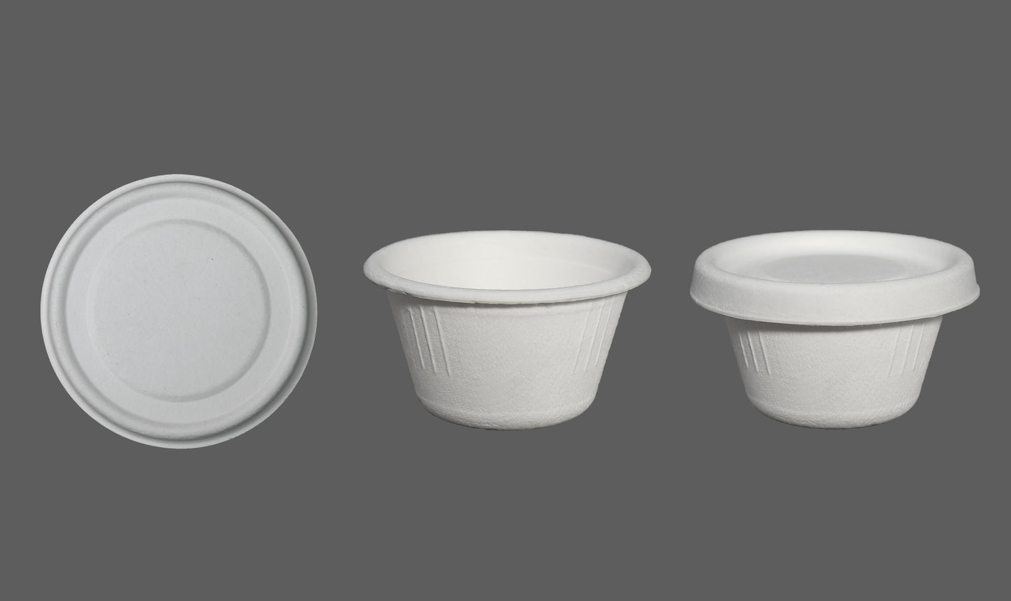 2 OZ CUP-Disposable Biodegradable Bagasse Fiber sauce cups(Natural/White Color)