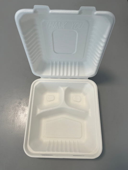 Biodegradable Disposable Food Box 8 Inch Sugarcane Bagasse Burger Pulp Paper Box
