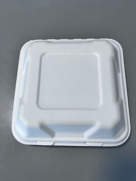 900ml Clamshell Disposable Bagasse Tableware Biodegradable Packaging for Food