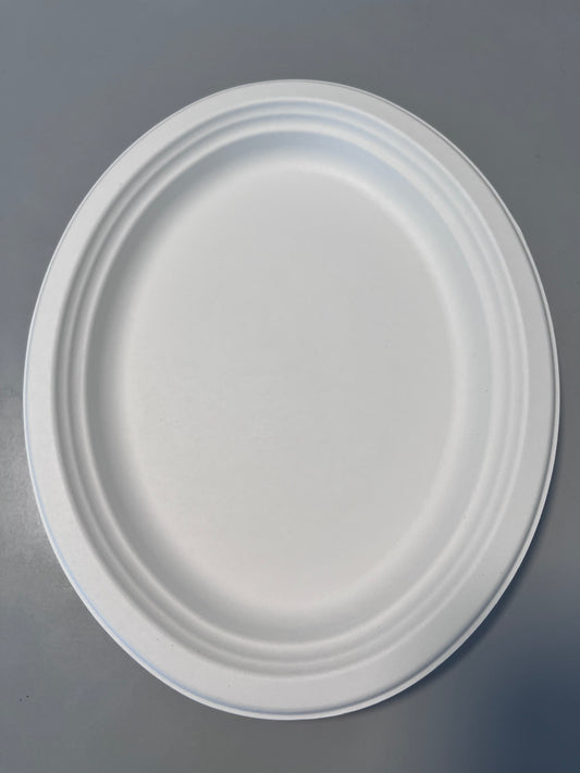 Biodegradable Disposable Oval Plate Sugarcane Bagasse Paper Tableware For Parties Biodegradable Disposable Food Plate
