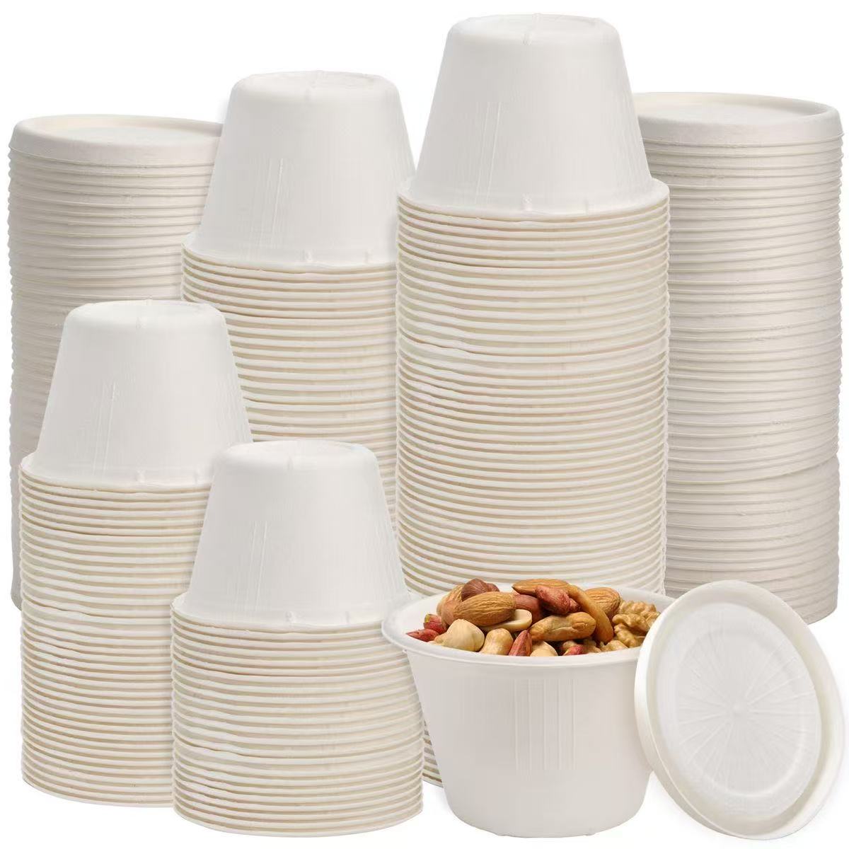 2 OZ CUP WHITE-Biodegradable Bagasse Fibre Portion Cups 2000pcs(lid not include)