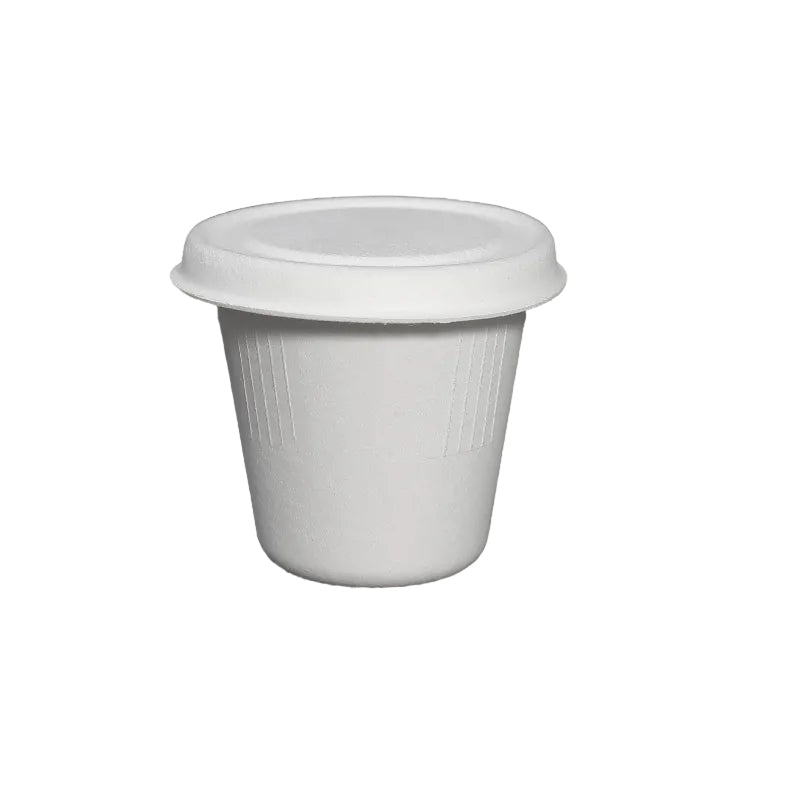 A 6.5oz Eco paper cup with lid