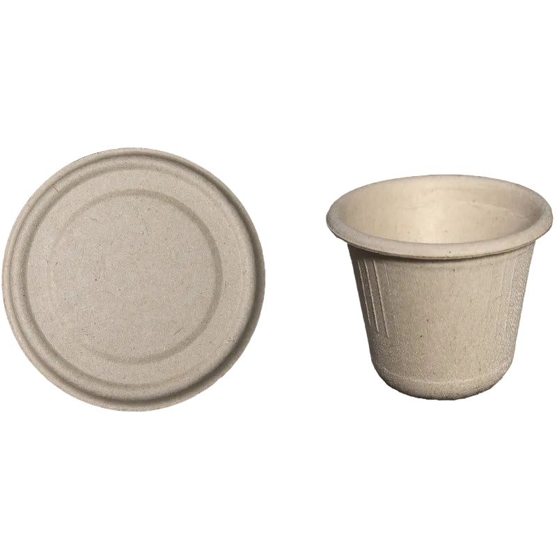 6.5oz natural bagasse cup and lid