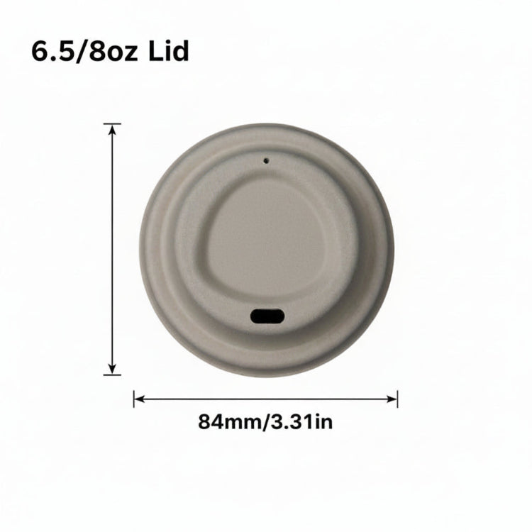 An 8oz natural bagasse cup lid，size 3.31in