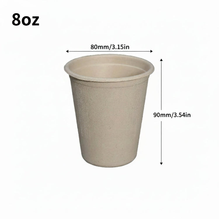 A natural 8oz disposable biodegradable cup