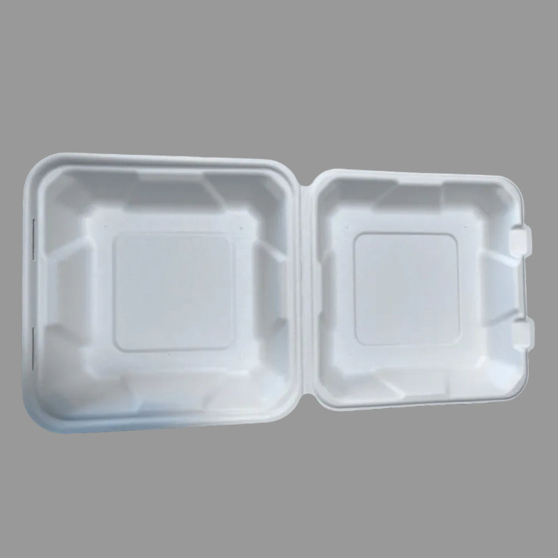 900ml Clamshell Disposable Bagasse Tableware Biodegradable Packaging for Food