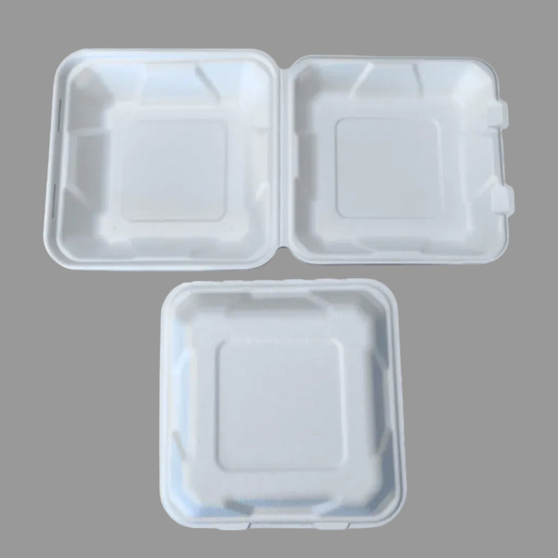 900ml Clamshell Disposable Bagasse Tableware Biodegradable Packaging for Food