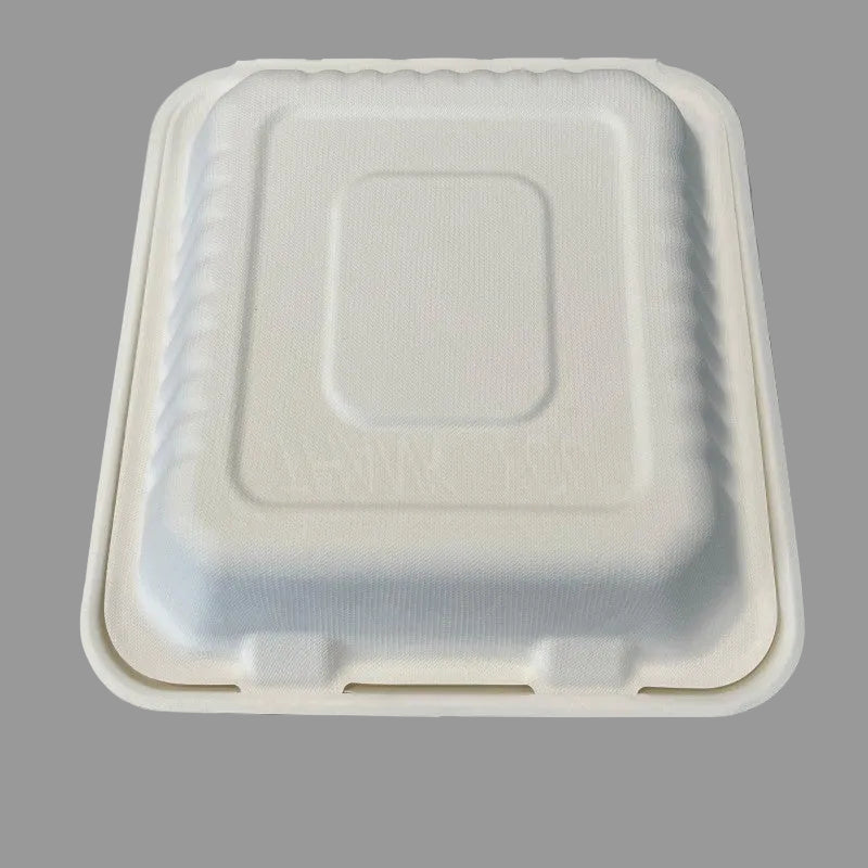 Biodegradable Disposable Food Box 8 Inch Sugarcane Bagasse Burger Pulp Paper Box