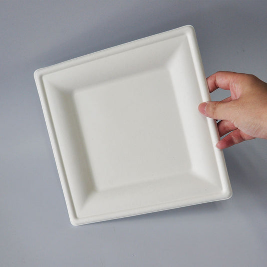 Wholesale Disposable Biodegradable Sugarcane Square Plates for Pizza Hamburger Bread Party & Wedding