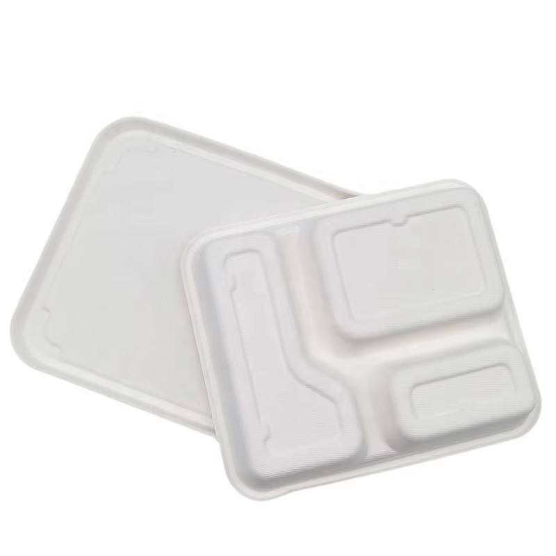 Environmentally Friendly Three or Four-compartment Pulp Lunch Lid Is Suitable for Supermarkets and Restaurants
