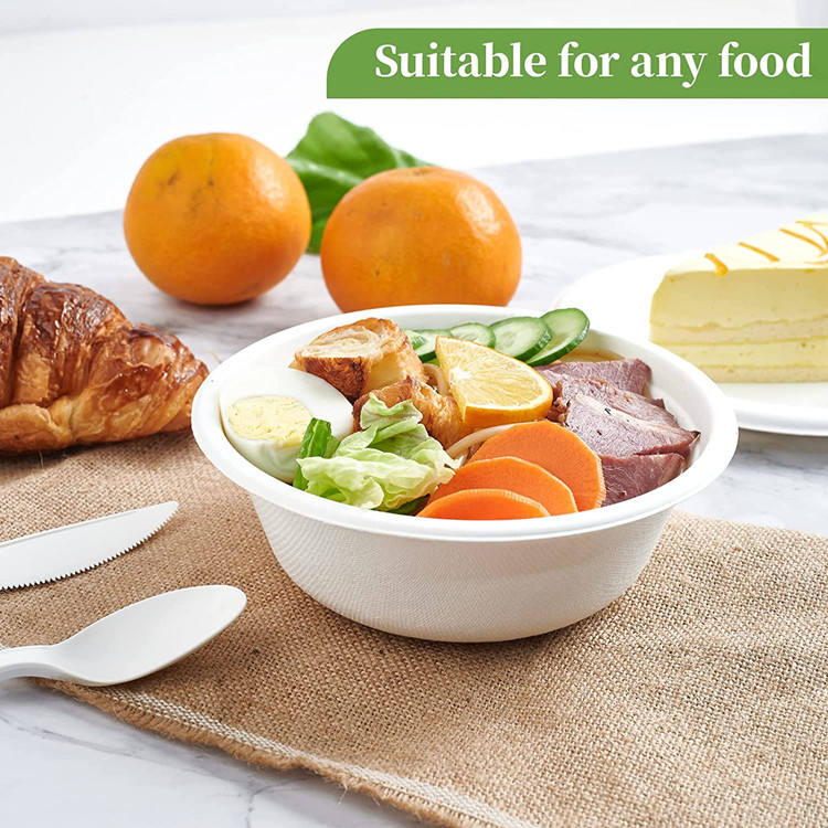Biodegradable Compostable Disposable Natural 40oz Bagasse Sugarcane Soup Bowls Take Away Salad Box