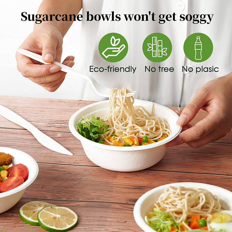 Biodegradable Compostable Disposable Natural 40oz Bagasse Sugarcane Soup Bowls Take Away Salad Box