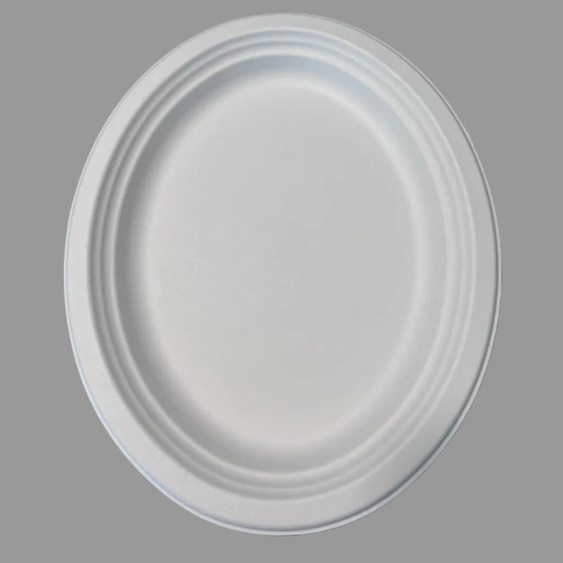 Biodegradable Disposable Oval Plate Sugarcane Bagasse Paper Tableware For Parties Biodegradable Disposable Food Plate