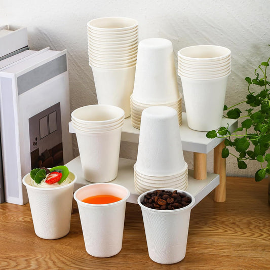 8 OZ Biodegradable Milk Cup Bagasse Drink Cup Disposable Sugarcane Paper Juice Cup
