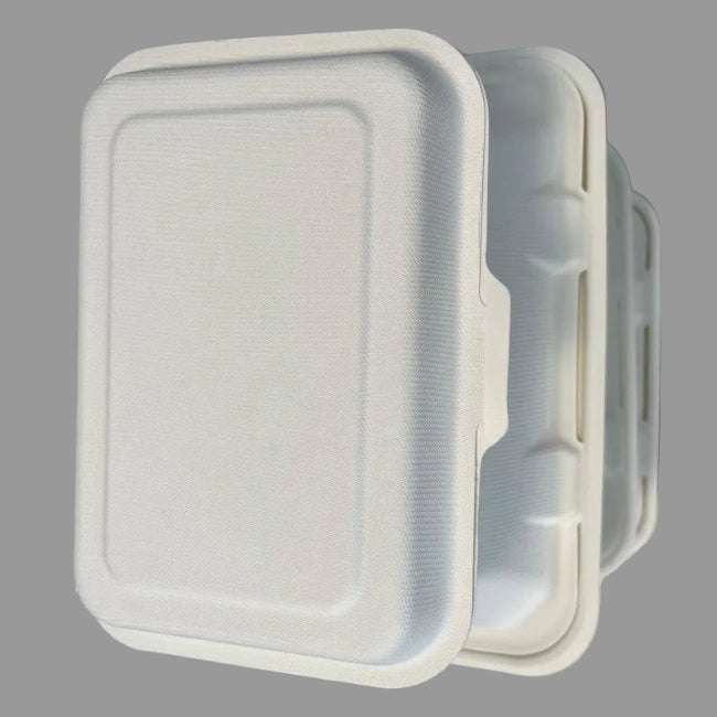 Biodegradable Disposable Food Box 8 Inch Sugarcane Bagasse Burger Pulp Paper Box