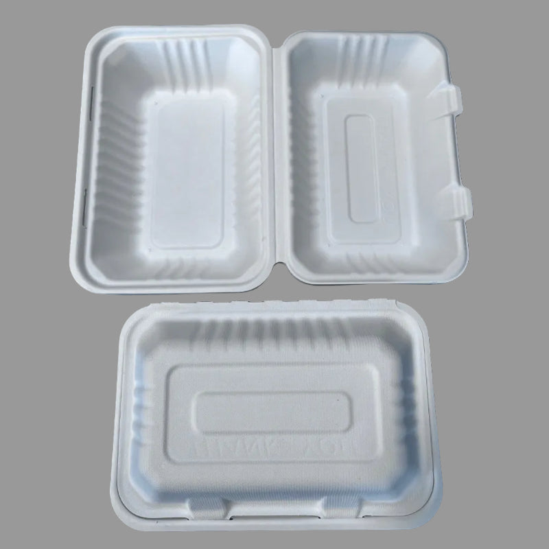 9x6 Inch100% Biodegradable Compostable Tableware Disposable Bagasse Sugarcane Takeaway Paper Lunch Food Box