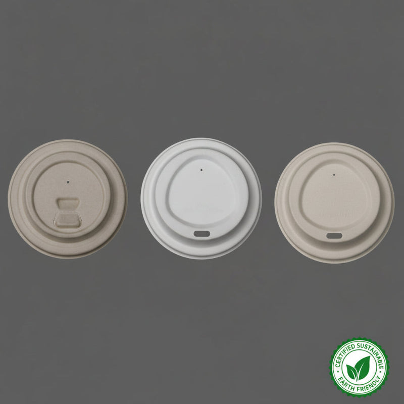 You can choose three types of sugarcane bagasse cup lids