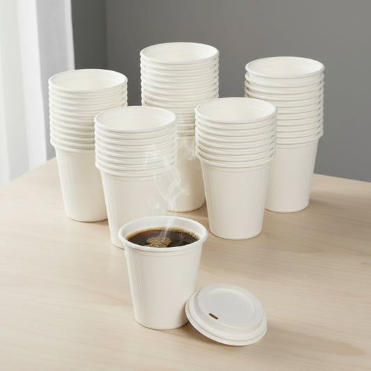 There are 50 eco-friendly coffee cups on the table