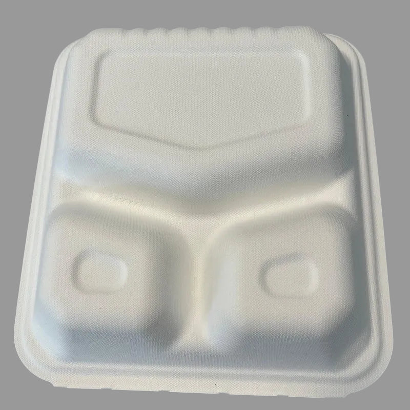 Biodegradable Disposable Food Box 8 Inch Sugarcane Bagasse Burger Pulp Paper Box