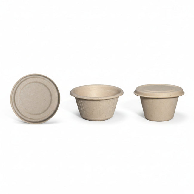 Natural bio sauce cup with lid showcase