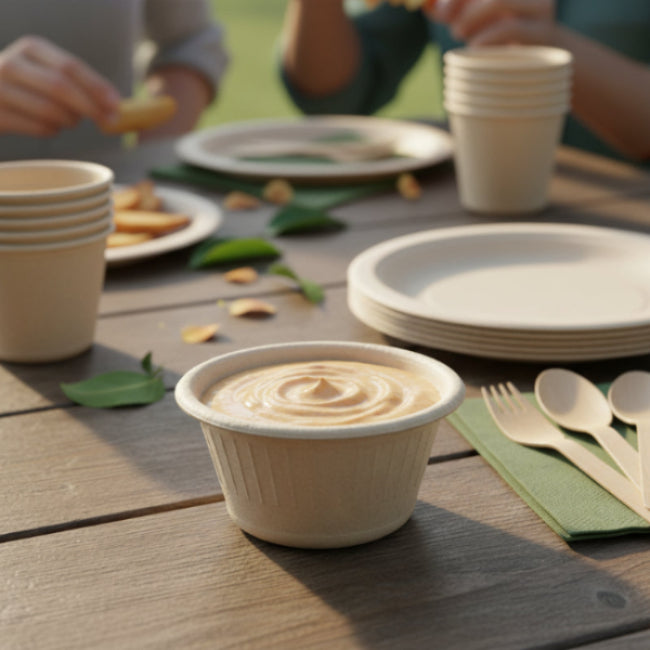 Bagasse soufflé cups for eco-friendly party use